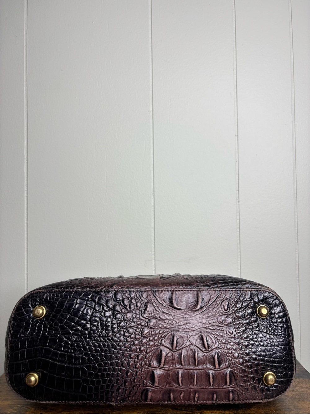 BRAHMIN ASHER SHOULDER PURSE BAG COCOA MELBOURNE LEATHER CROCODILE EMBOSSED - Picture 9 of 9